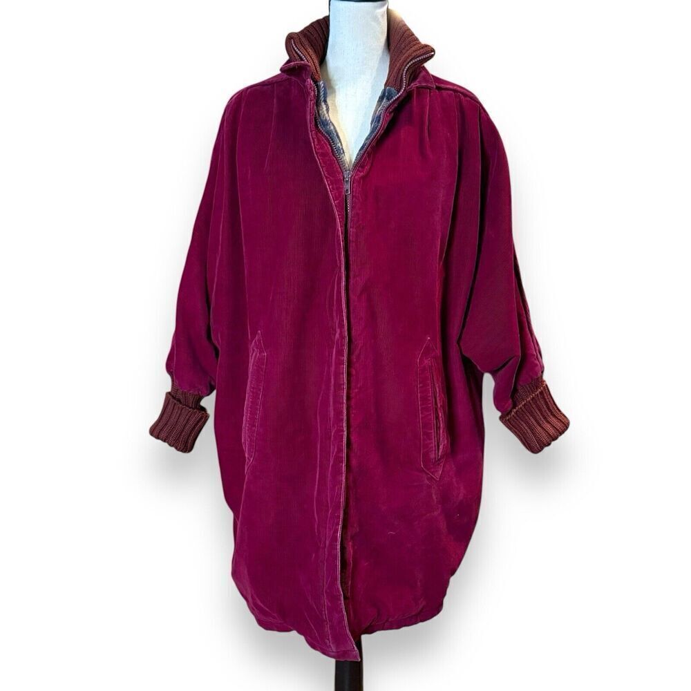 VTG David Benjamin Womens Burgundy Red Chore Barn Coat Plaid Wool Lined Jacket M